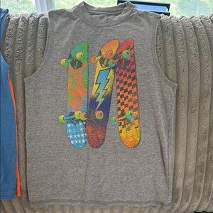 Gray Kids' Skateboard Graphic Tank Top